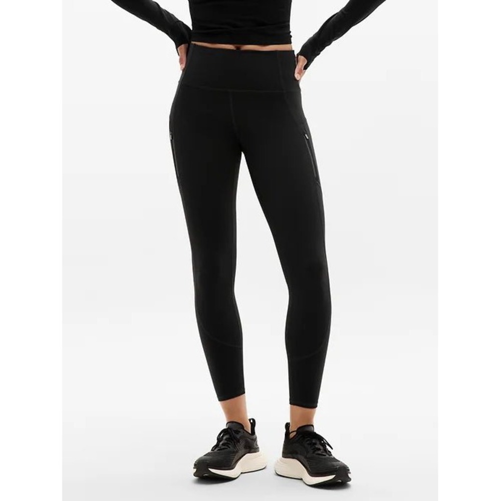 Athletaā Ranier Black Leggings Womens Size XS Side Stash Pockets Zip Pocket